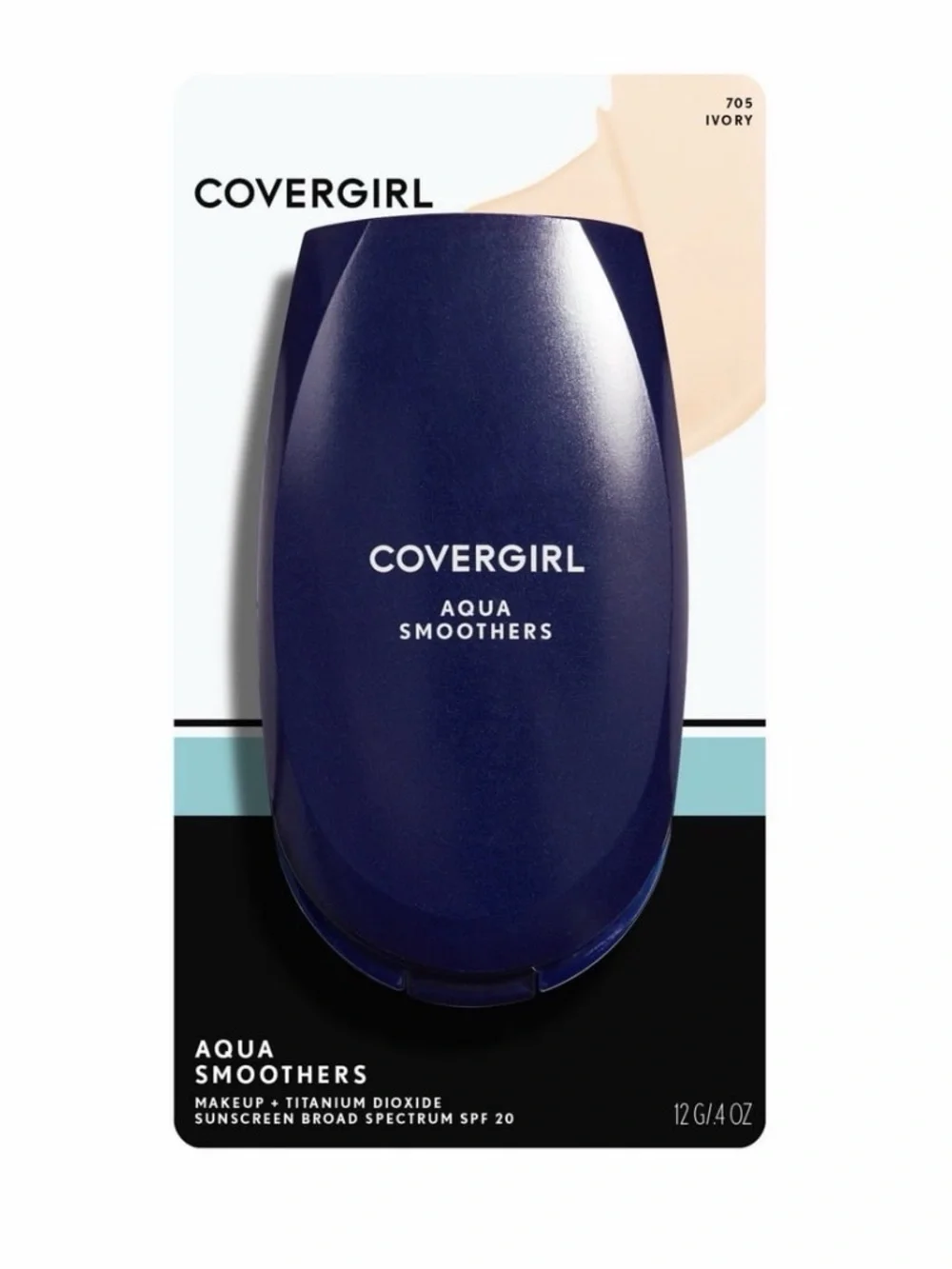 NWT COVERGIRL Aqua Smoothers Compact - Navy Blue- Color 720 Creamy Natural